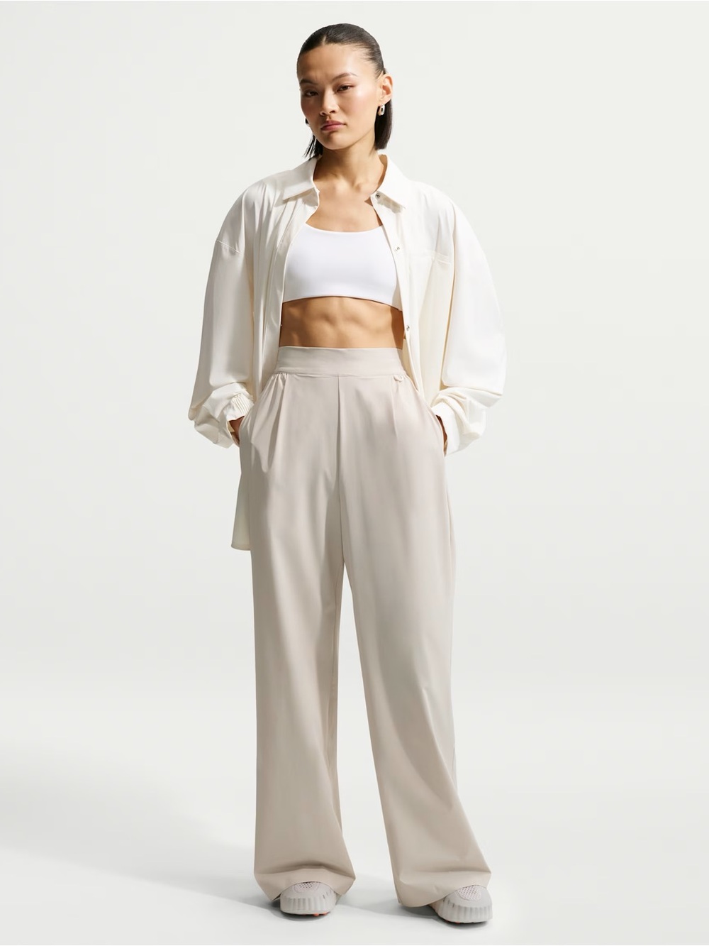 Nike 24.7 PerfectStretch Dri-FIT Oversized Long-Sleeve Button Down Top, NWT
